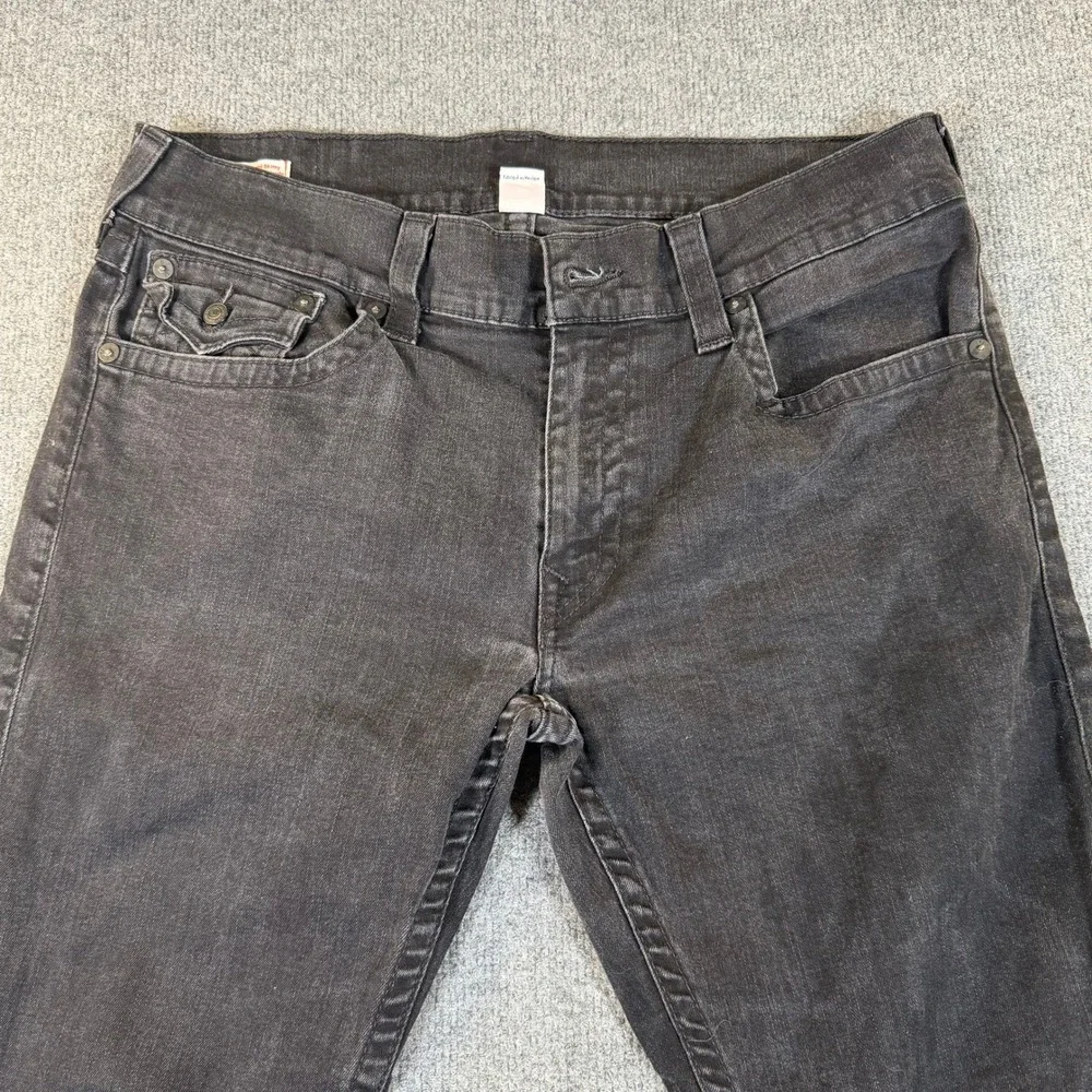 True Religion Rocco Flap‎ Mens Relaxed Skinny Jeans Rinse Black 36x32 #3253